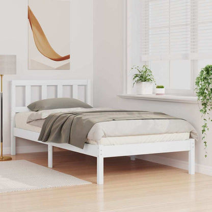 Bed Frame with Headboard White 90 x 200 cm Solid Pine Wood