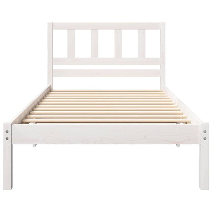 Bed Frame with Headboard White 90 x 200 cm Solid Pine Wood