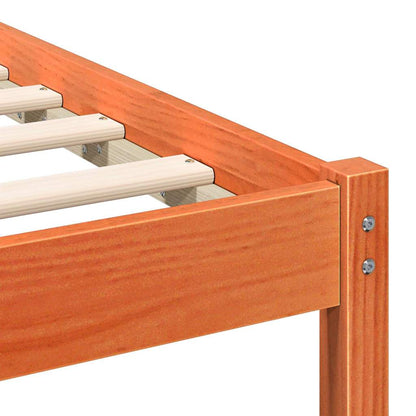 Bed Frame with Headboard Wax Brown 90 x 200 cm Solid Pine Wood