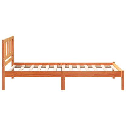 Bed Frame with Headboard Wax Brown 90 x 200 cm Solid Pine Wood