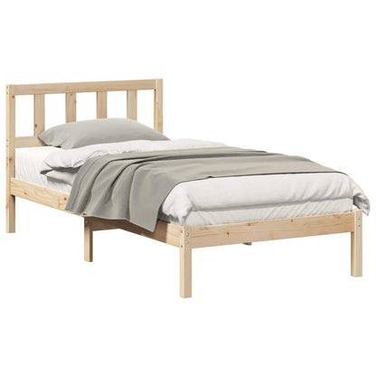 Bed Frame with Headboard Brown 100 x 200 cm Solid Pine Wood