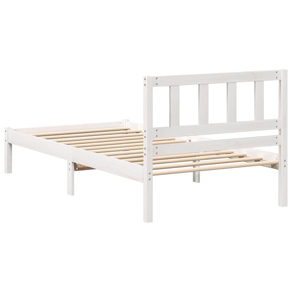Bed Frame with Headboard White 90 x 190 cm Solid Pine Wood