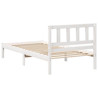 Bed Frame with Headboard White 90 x 190 cm Solid Pine Wood