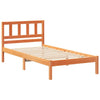 with Headboard Wax brown 90 x 190 cm Solid pine wood