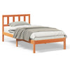 with Headboard Wax brown 90 x 190 cm Solid pine wood