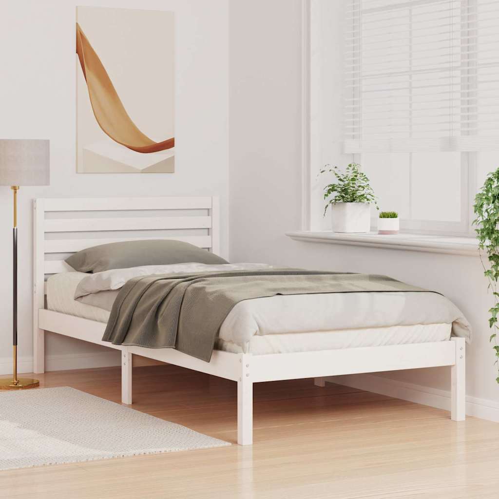 Bed Frame with Headboard White 80 x 200 cm Solid Pine Wood