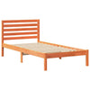 with Headboard Wax brown 80 x 200 cm Solid pine wood