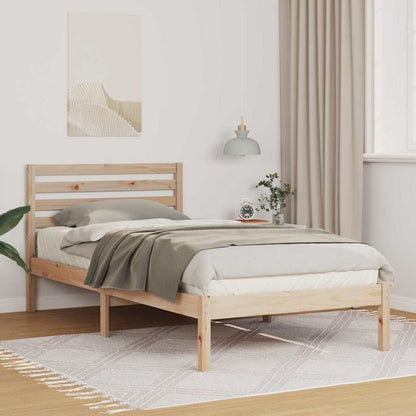 Bed Frame with Headboard Brown 100 x 200 cm Solid Pine Wood