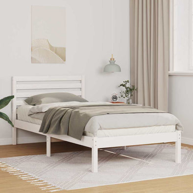 with Headboard White 100 x 200 cm Solid pine wood