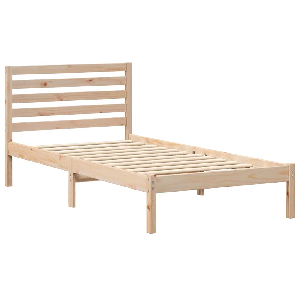 Bed Frame with Headboard Brown 90 x 190 cm Solid Pine Wood