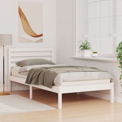 Bed Frame with Headboard White 90 x 190 cm Solid Pine Wood