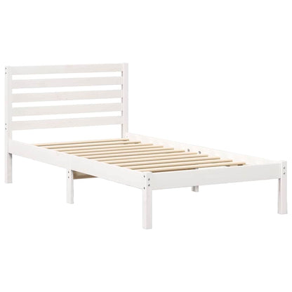 Bed Frame with Headboard White 90 x 190 cm Solid Pine Wood