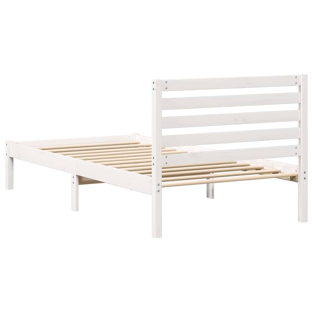 Bed Frame with Headboard White 90 x 190 cm Solid Pine Wood
