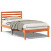 with Headboard Wax brown 90 x 190 cm Solid pine wood