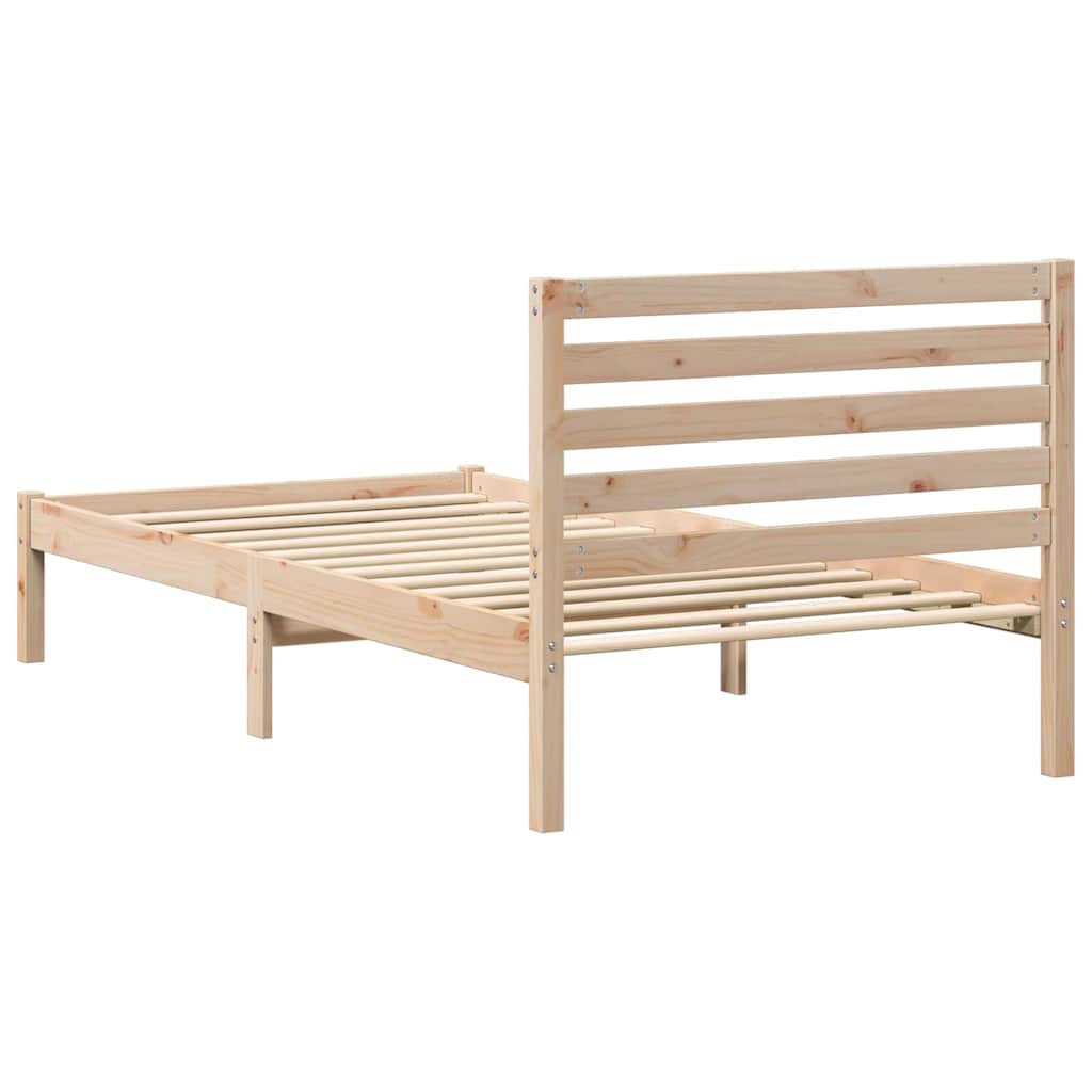 Bed Frame with Headboard Brown 75 x 190 cm Solid Pine Wood