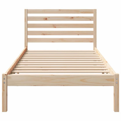 Bed Frame with Headboard Brown 75 x 190 cm Solid Pine Wood