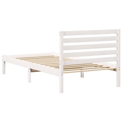 Bed Frame with Headboard White 75 x 190 cm Solid Pine Wood