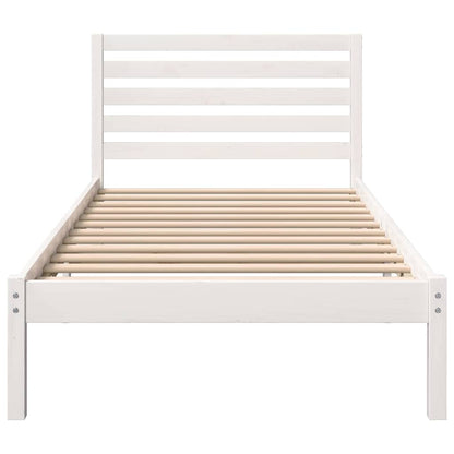 Bed Frame with Headboard White 75 x 190 cm Solid Pine Wood
