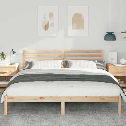 Bed Frame with Headboard Brown 200 x 200 cm Solid Pine Wood