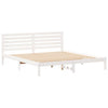 with Headboard White 200 x 200 cm Solid pine wood