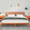 with Headboard Wax brown 200 x 200 cm Solid pine wood
