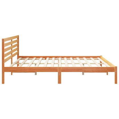 Bed Frame with Headboard Wax Brown 200 x 200 cm Solid Pine Wood