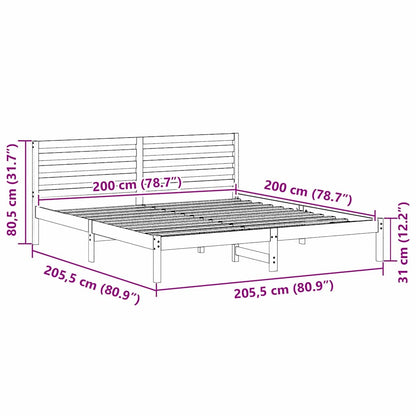 Bed Frame with Headboard Wax Brown 200 x 200 cm Solid Pine Wood