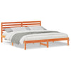 with Headboard Wax brown 200 x 200 cm Solid pine wood