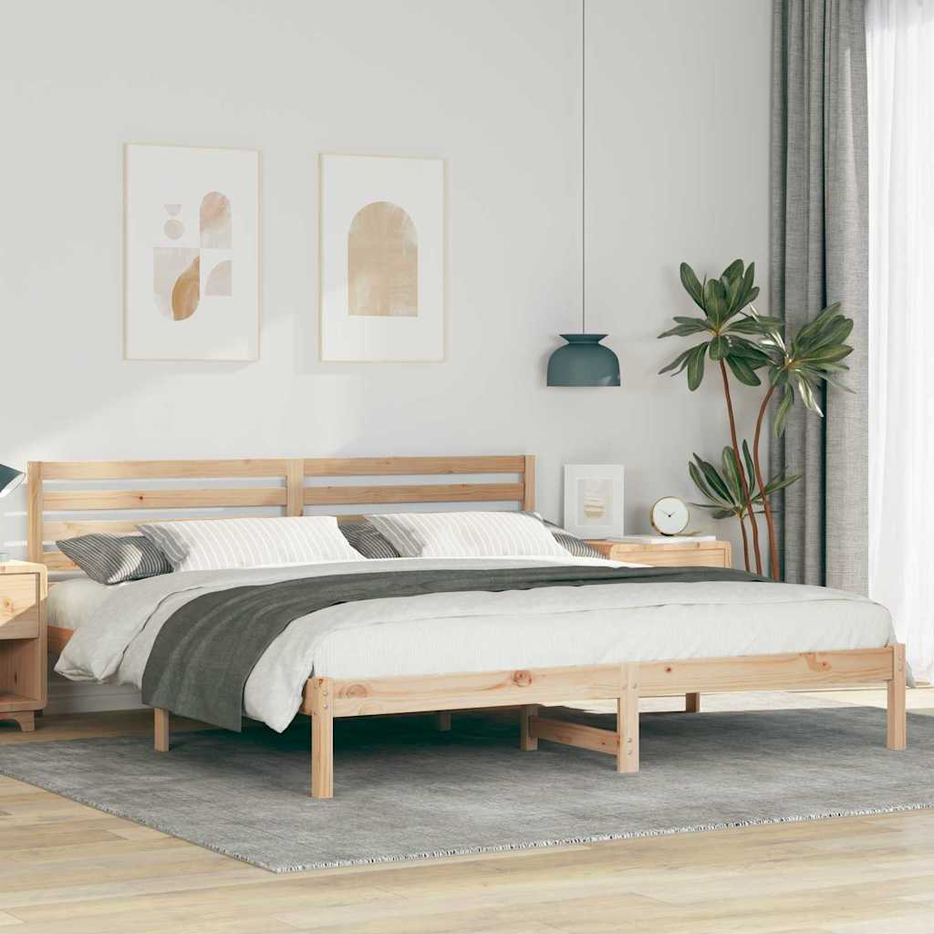 Bed Frame with Headboard Brown 180 x 200 cm Solid Pine Wood