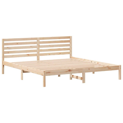 Bed Frame with Headboard Brown 180 x 200 cm Solid Pine Wood