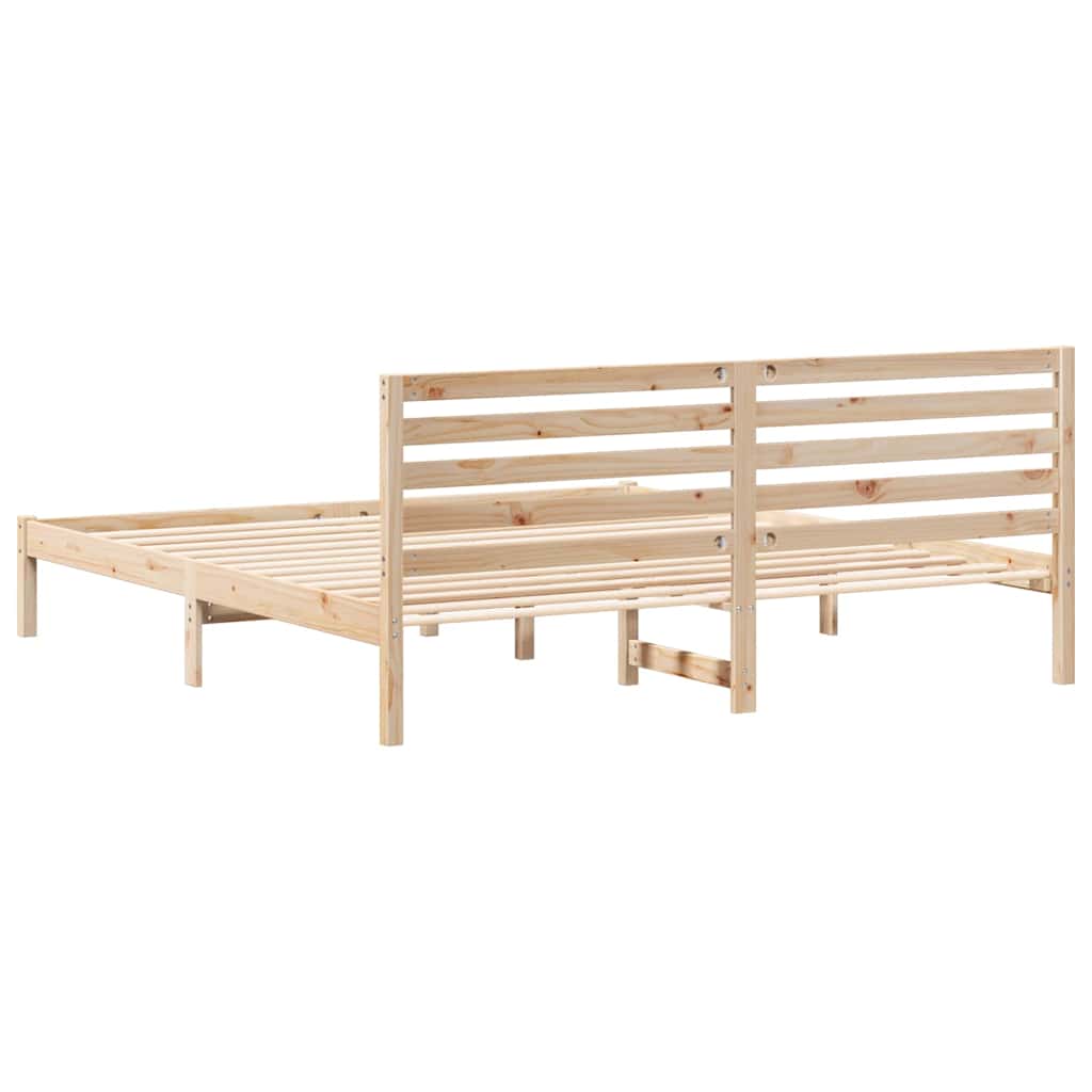 Bed Frame with Headboard Brown 180 x 200 cm Solid Pine Wood