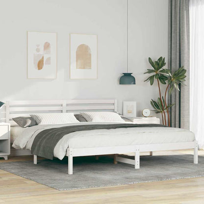 Bed Frame with Headboard White 180 x 200 cm Solid Pine Wood