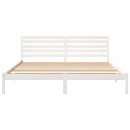 Bed Frame with Headboard White 180 x 200 cm Solid Pine Wood