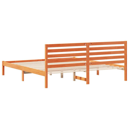 Bed Frame with Headboard Wax Brown 180 x 200 cm Solid Pine Wood