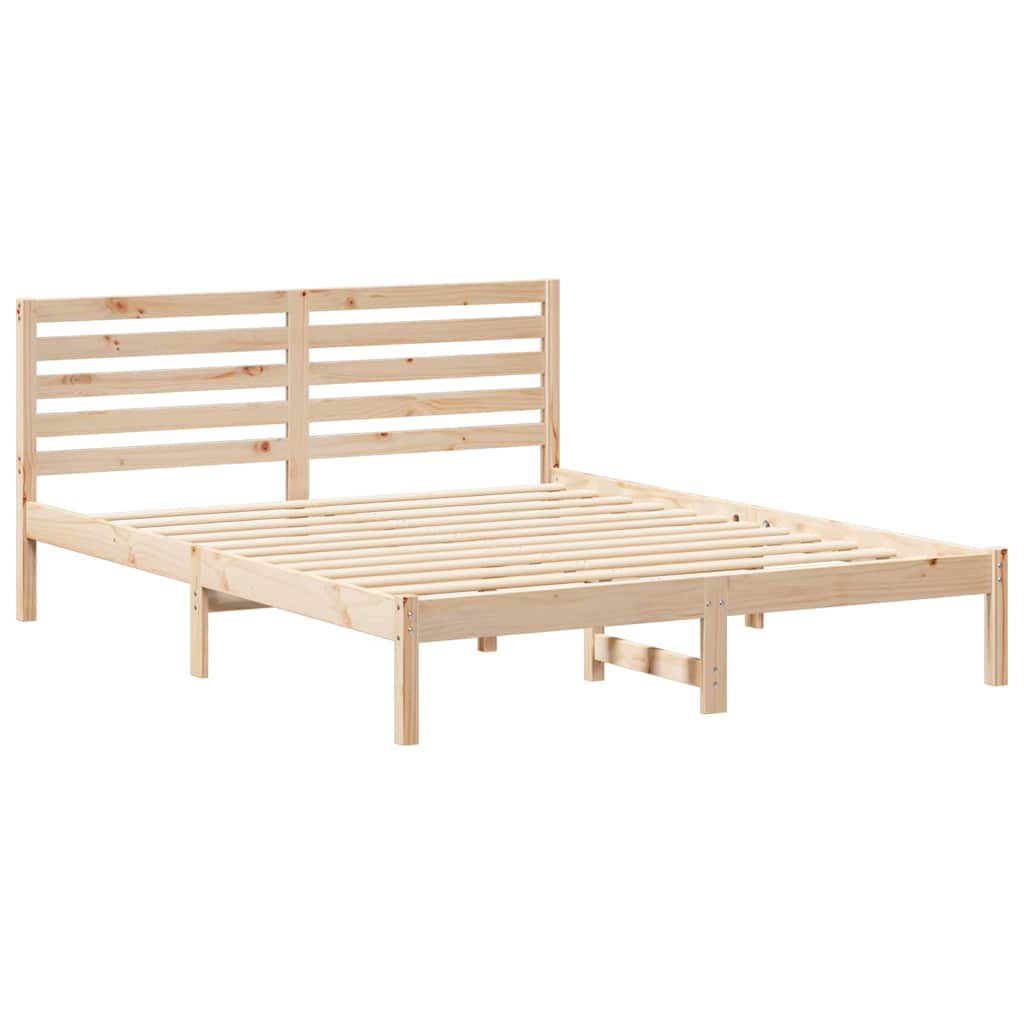 Bed Frame with Headboard Brown 160 x 200 cm Solid Pine Wood