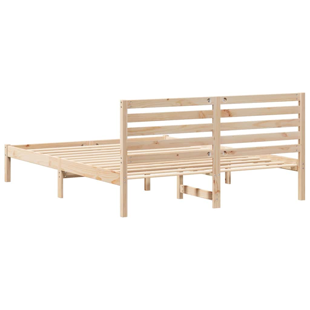 Bed Frame with Headboard Brown 160 x 200 cm Solid Pine Wood