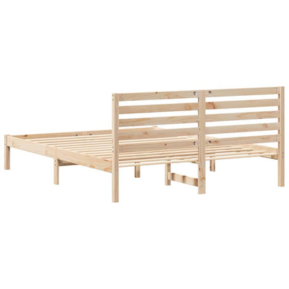 Bed Frame with Headboard Brown 160 x 200 cm Solid Pine Wood