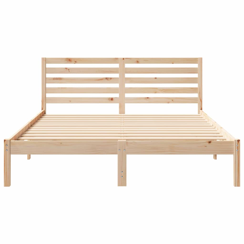 Bed Frame with Headboard Brown 160 x 200 cm Solid Pine Wood