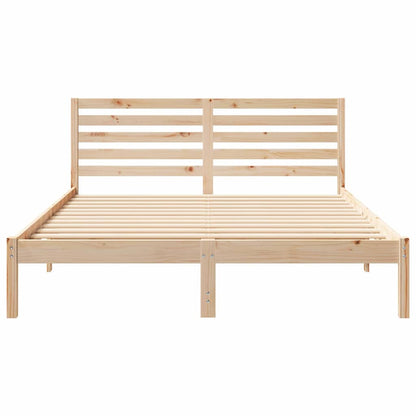 Bed Frame with Headboard Brown 160 x 200 cm Solid Pine Wood