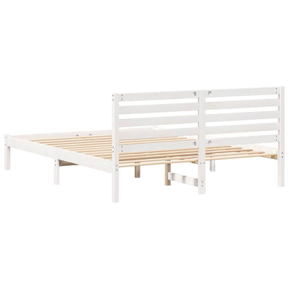 Bed Frame with Headboard White 160 x 200 cm Solid Pine Wood