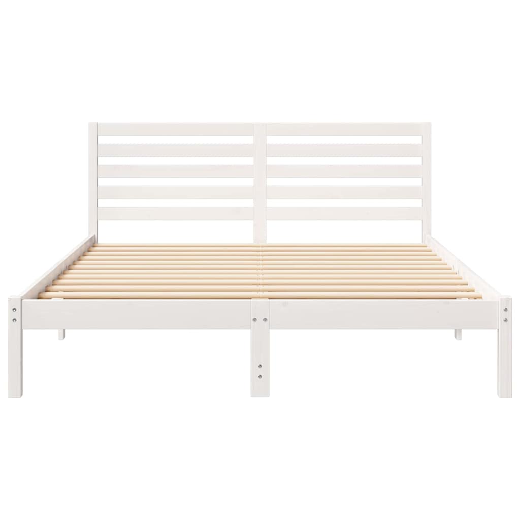 Bed Frame with Headboard White 160 x 200 cm Solid Pine Wood