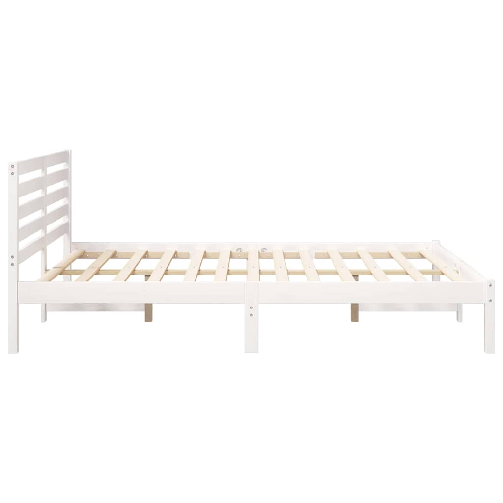 Bed Frame with Headboard White 160 x 200 cm Solid Pine Wood