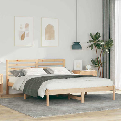 Bed Frame with Headboard Brown 150 x 200 cm Solid Pine Wood