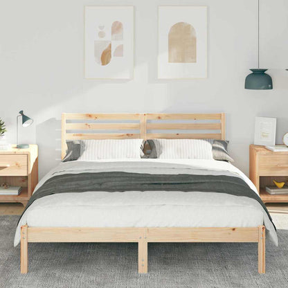 Bed Frame with Headboard Brown 150 x 200 cm Solid Pine Wood
