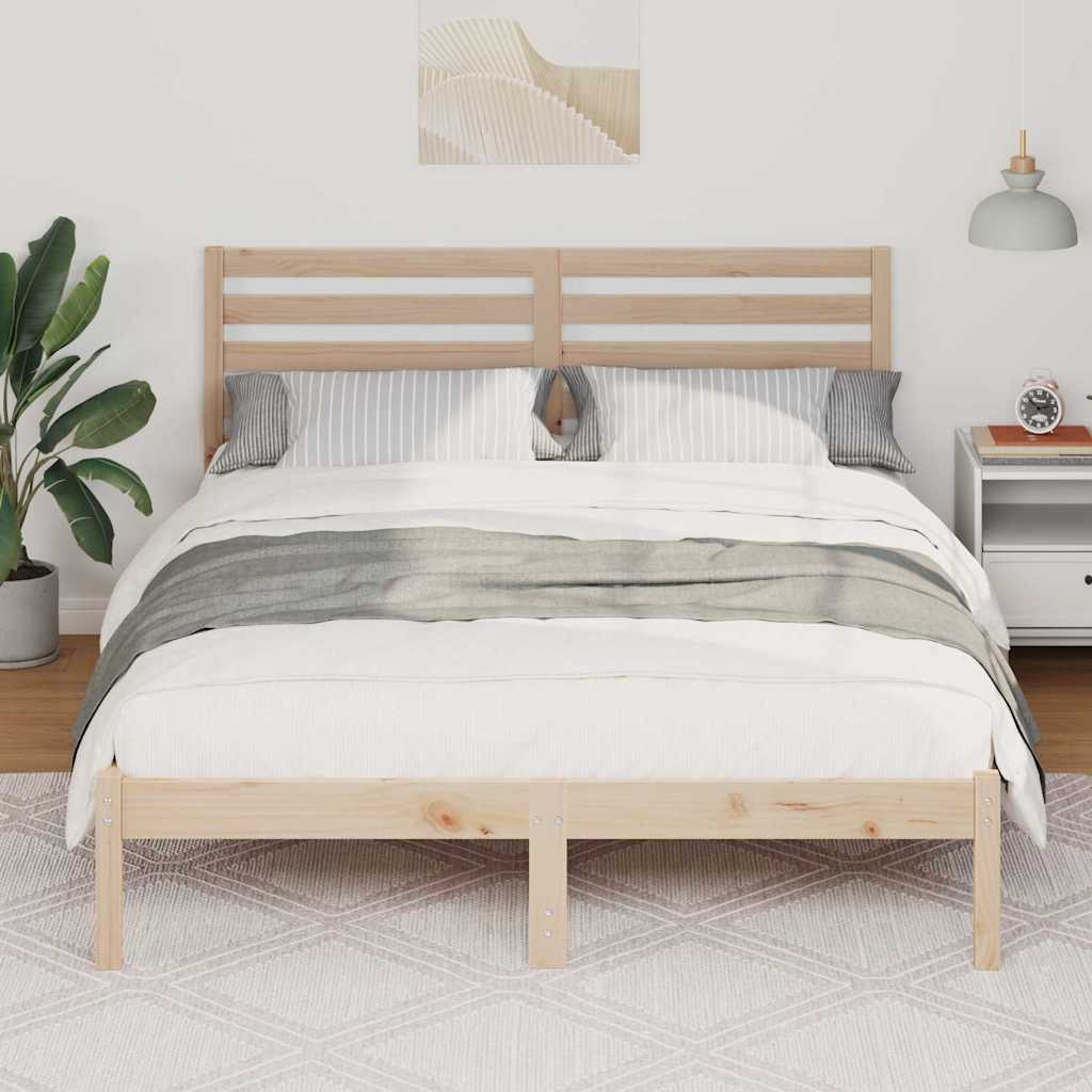 Bed Frame with Headboard Brown 120 x 200 cm Solid Pine Wood