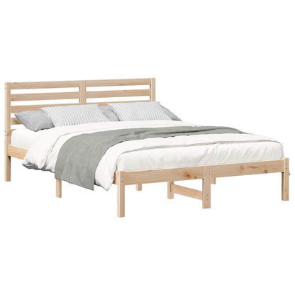 Bed Frame with Headboard Brown 120 x 200 cm Solid Pine Wood