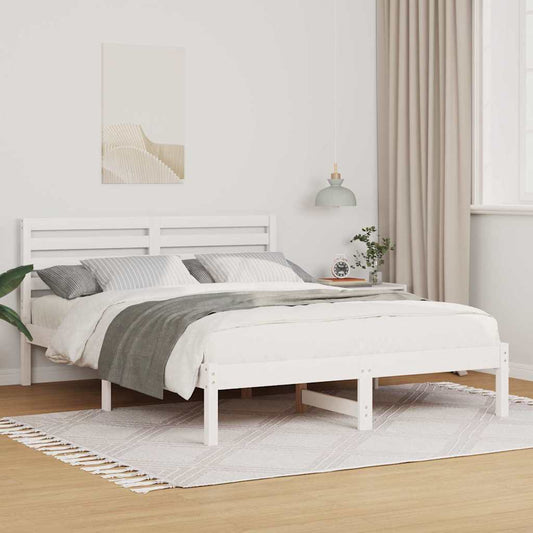 Bed Frame with Headboard White 120 x 200 cm Solid Pine Wood