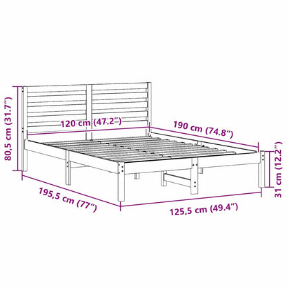 Bed Frame with Headboard Brown 120 x 190 cm Solid Pine Wood