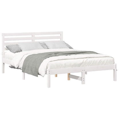 Bed Frame with Headboard White 120 x 190 cm Solid Pine Wood