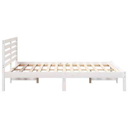 Bed Frame with Headboard White 120 x 190 cm Solid Pine Wood